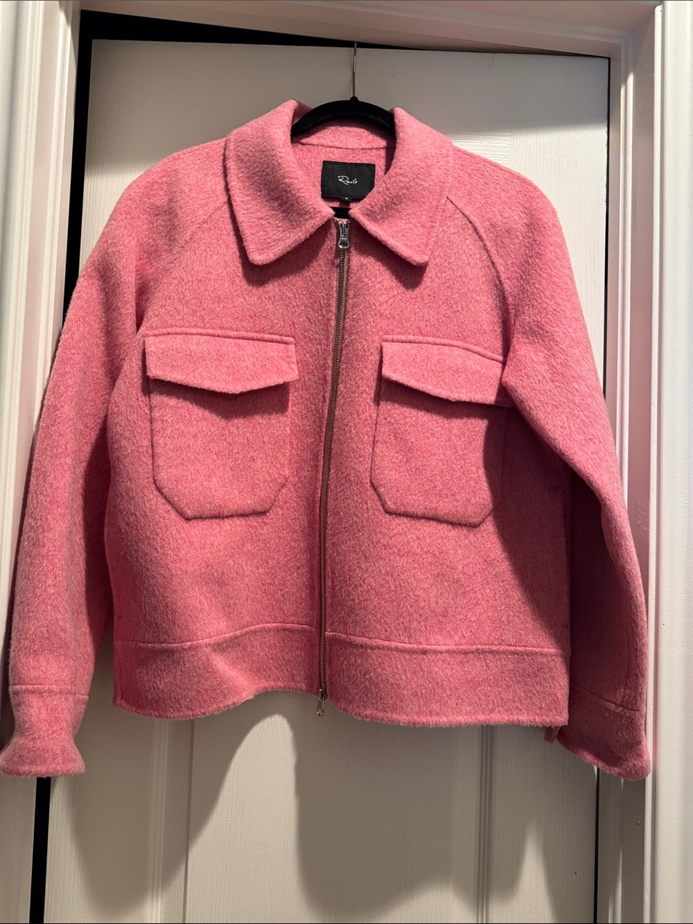 Rails Pink Zip-Front Wool-Blend Utility Jacket